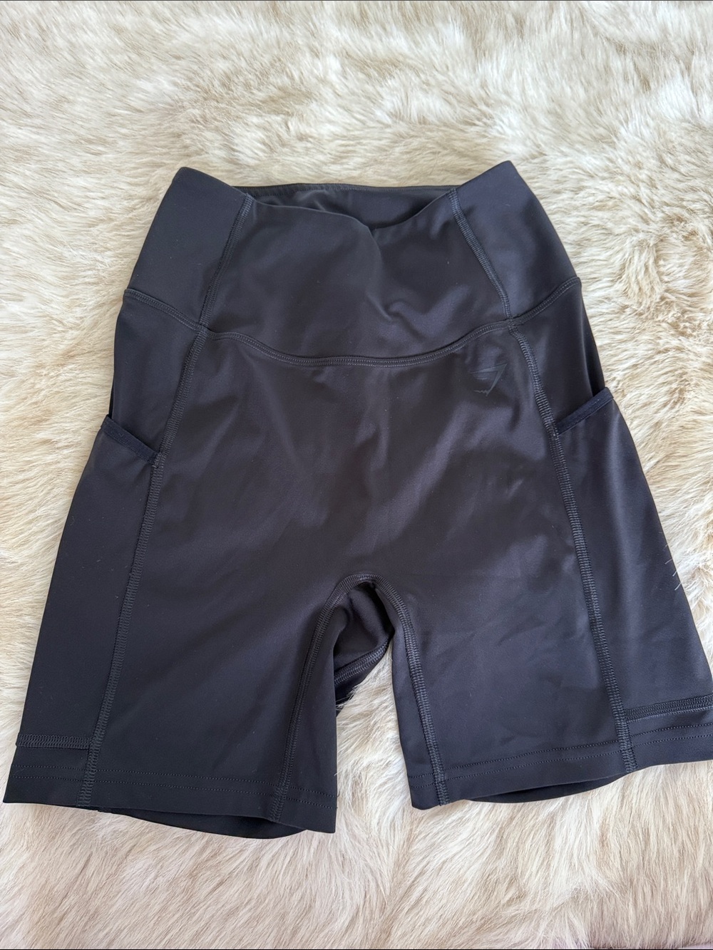 Gymshark Black High-Rise Bike Shorts with Side Pockets